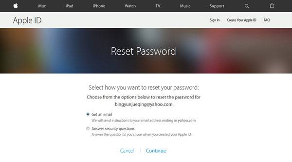 apply itunes password reset