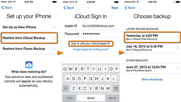 Restore from iCloud Backup on iOS Device
