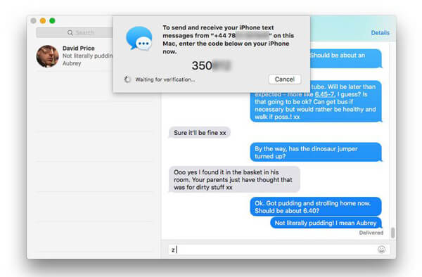 unable to send sms from mac
