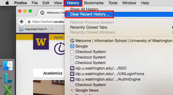 clear history firefox for mac