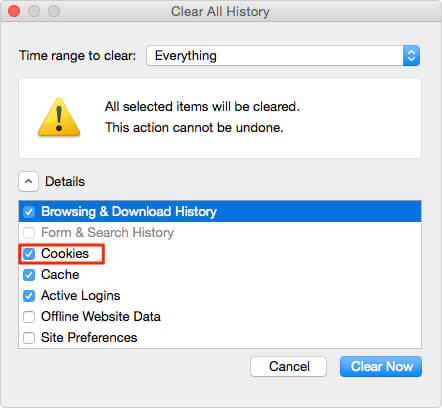 how to clear cookies in chrome for mac