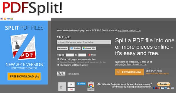 Split PDF, Extract PDF pages online