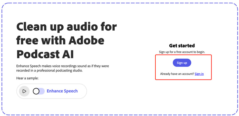 Adobe Voice Enhancer Sign Up Account