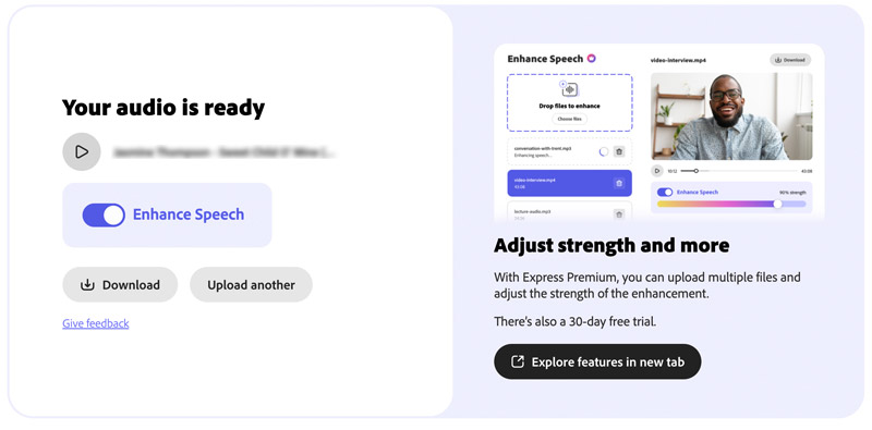 Check Enhanced Voice Adobe Enhance Speech