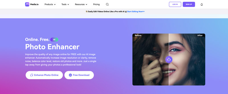 Media io Online Free AI Photo Enhancer