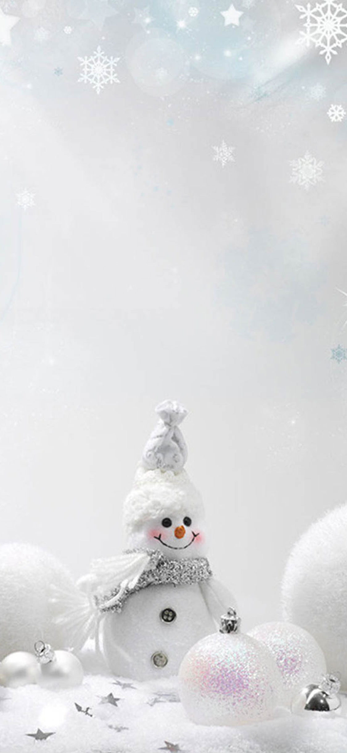 Snowman Covered With Snowflakes Wallpaper for iPhone 12 Pro