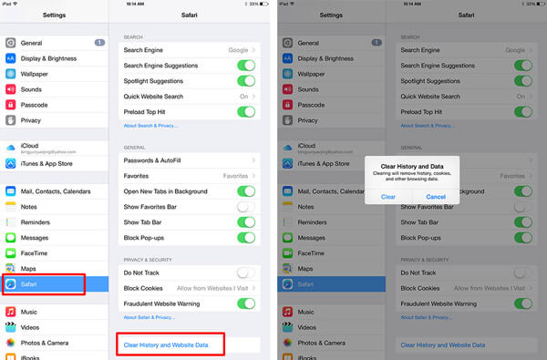 How to clear Safari cache on iPad