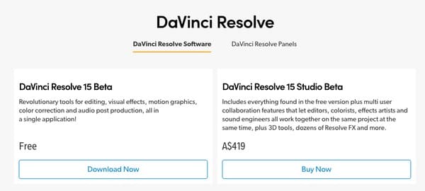 davinci resolve 15 price
