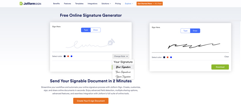 Jotform Sign Free Online Signature Generator