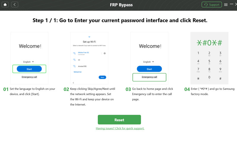 Corresponding Setting Reset