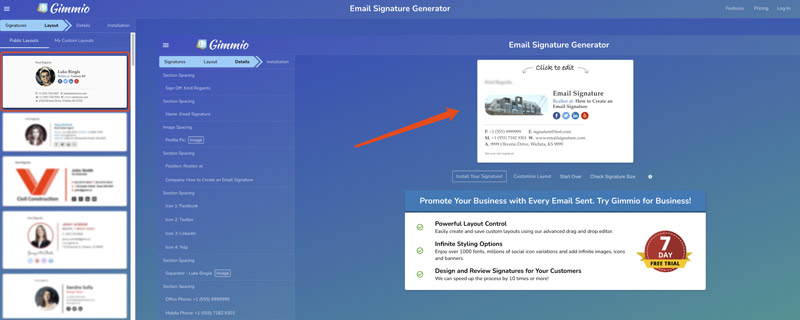 Email Signature Generator Gimmio