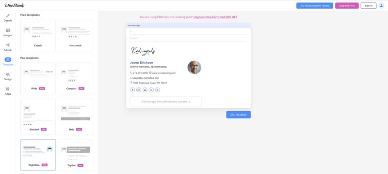 Wisestamp Email Signature Generator Pro