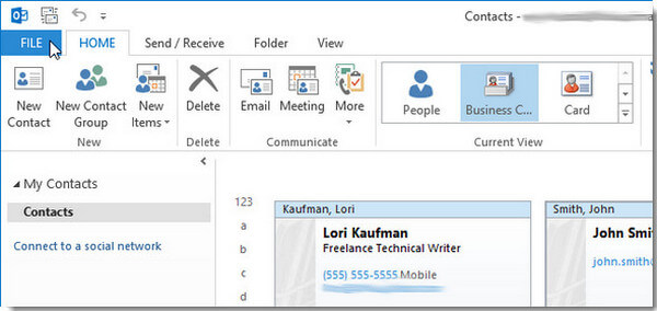 how to export contacts from outlook 2007
