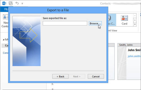 exporting contacts from outlook 2010
