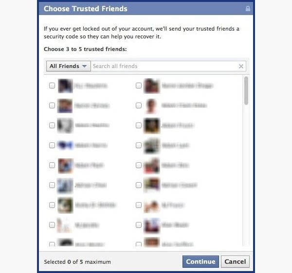 在Facebook上选择朋友