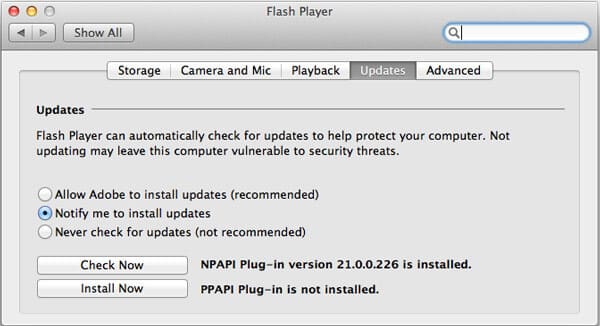 adobe flash player for mac version check