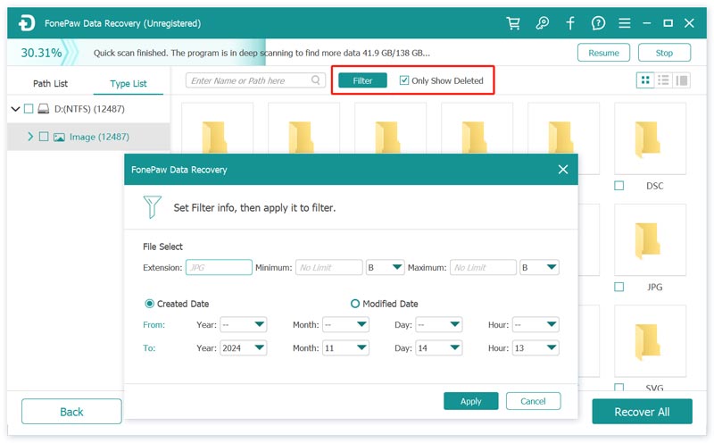 Fonepaw Data Recovery Only Show Deleted