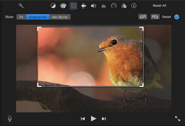 how to crop the video in imovie