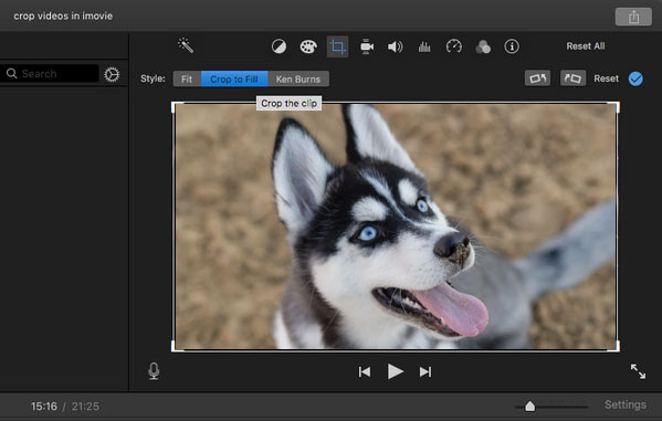 how to crop a video on imovie mac