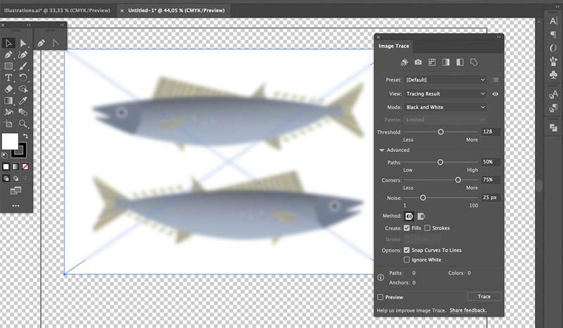 Remove Background in illustrator With Image Trace