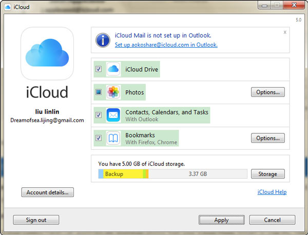 how to set up icloud email on windows computer