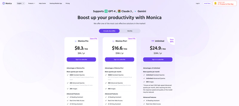 Monica AI Pricing