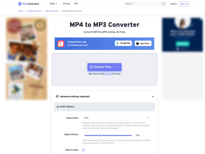 FreeConvert MP4 到 MP3 转换器
