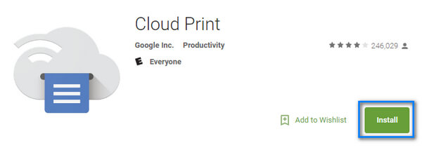从Google Play下载Cloud Print App