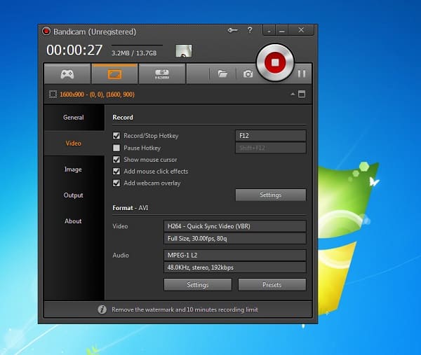 bandicam screen recorder download without watermark