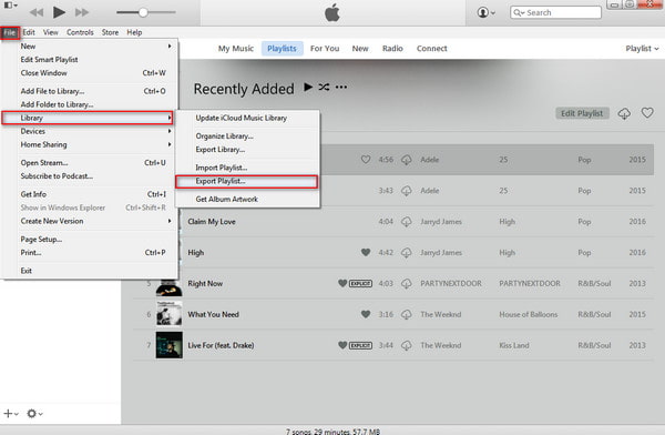 export for itunes playlists not updating