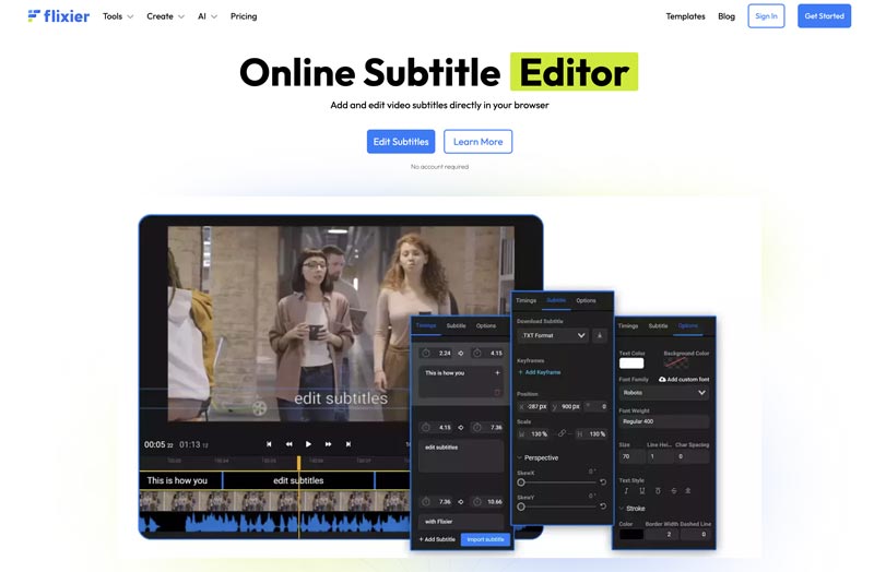 Flixier Online Subtitle Editor Tool