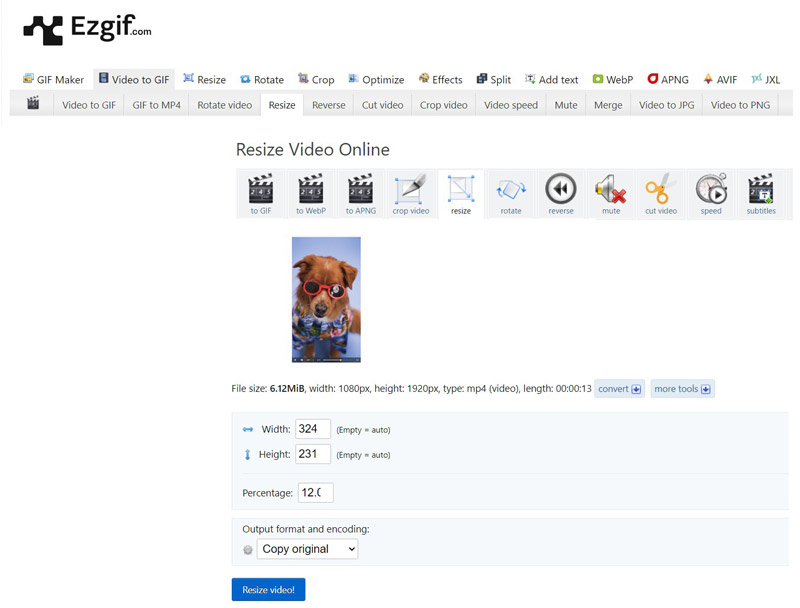 Ezgif Resize Video Online