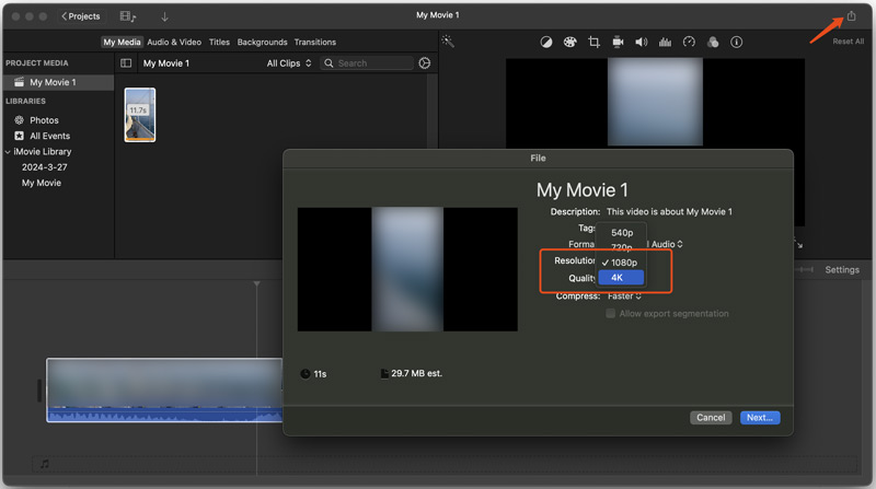 Convert Video Resolution to 4k Using Imovie