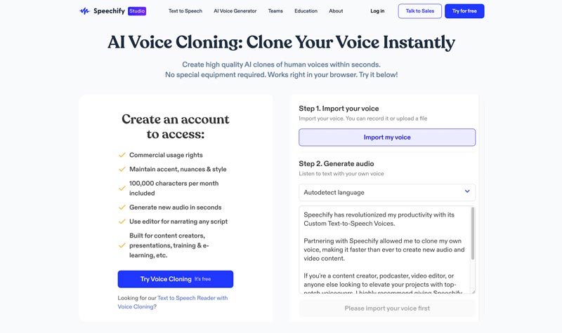 Voicemy.ai Alternative Speechify Voice Cloning