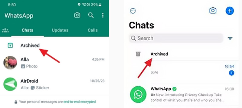 Find Archived Chats in Whatsapp Android iPhone