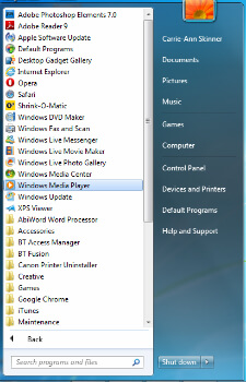 Launch Windows Media Player