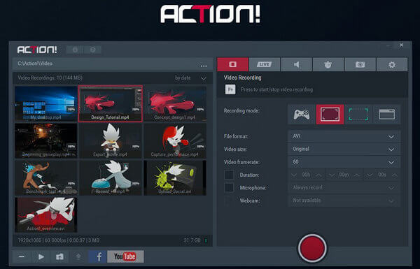 action gameplay recording