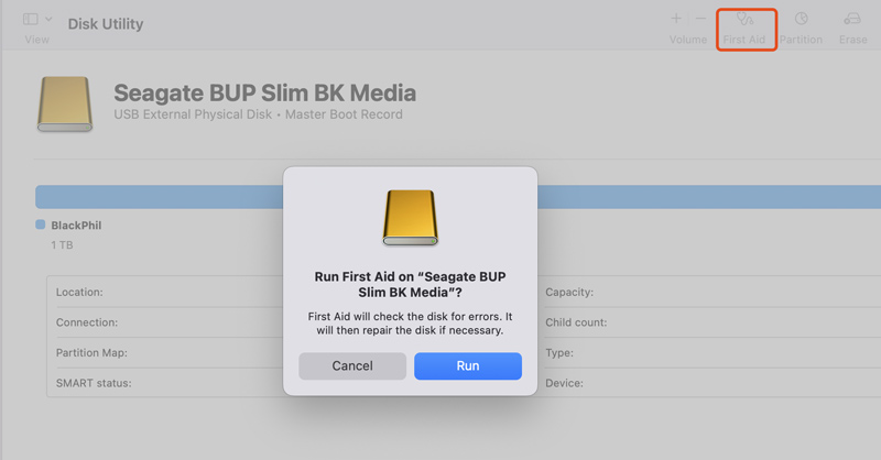 Run First Aid On External Hard Drive