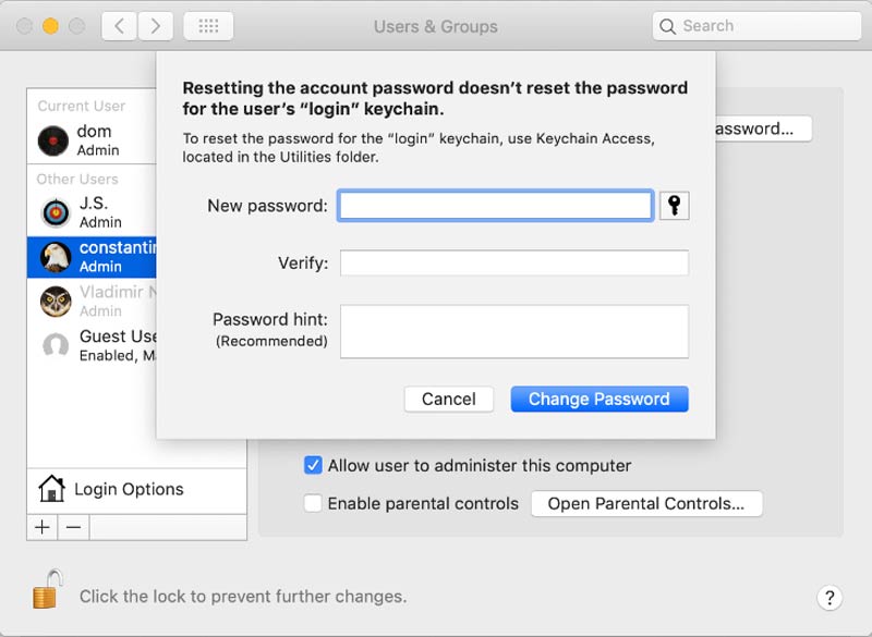i forgot my keychain password on mac