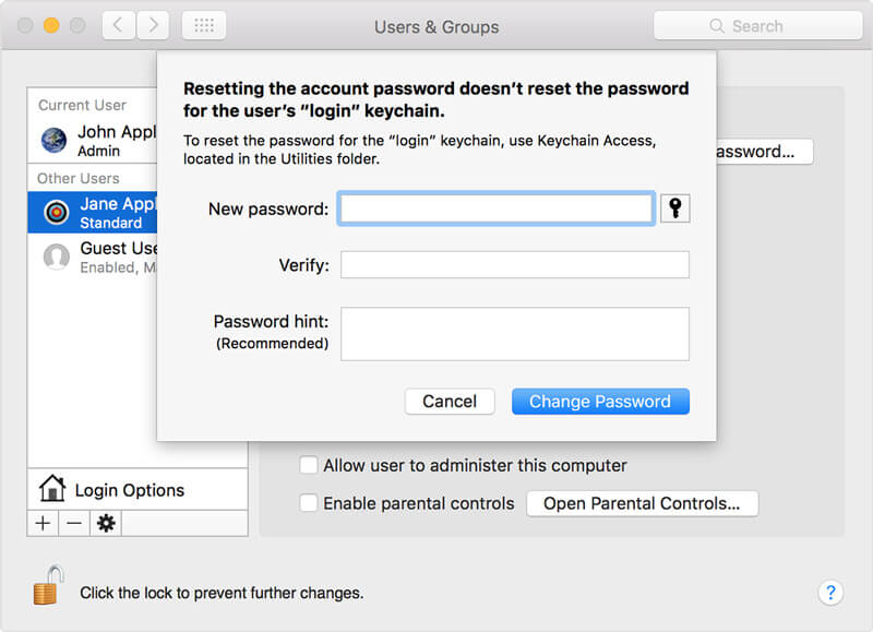 how to reset macbook admin password