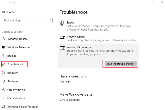 Run Troubleshooter