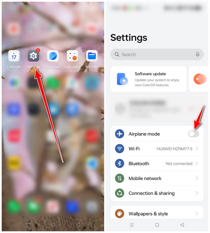 Toggle on Airplane Mode