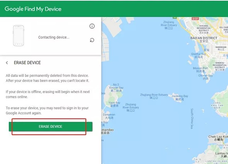 Erase Google Find My Device Data