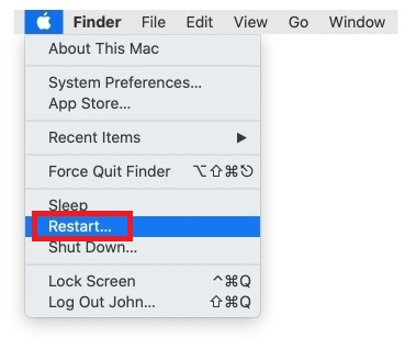 quit all apps and restart mac