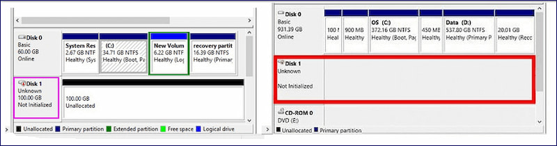 Unknown Disk Not Initialized