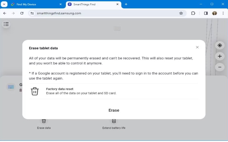 Click Erase Data