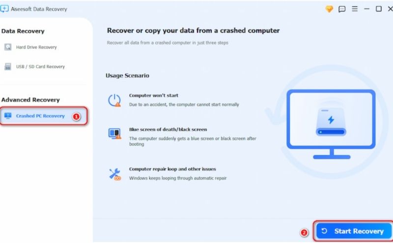 Choose Crashed PC Recovery