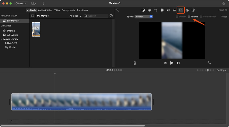 Reverse Video on Mac in Imovie