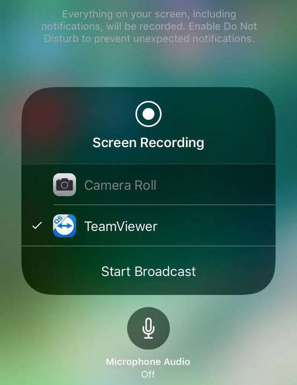 teamviewer quicksupport iphone record button not there