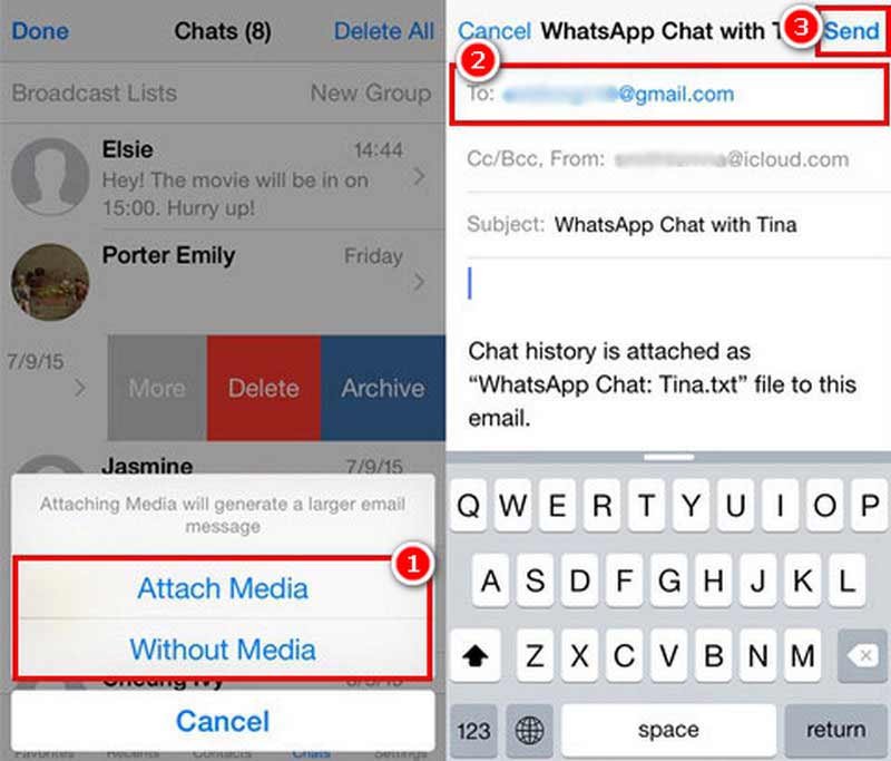 Send Email Chat on Whatsapp